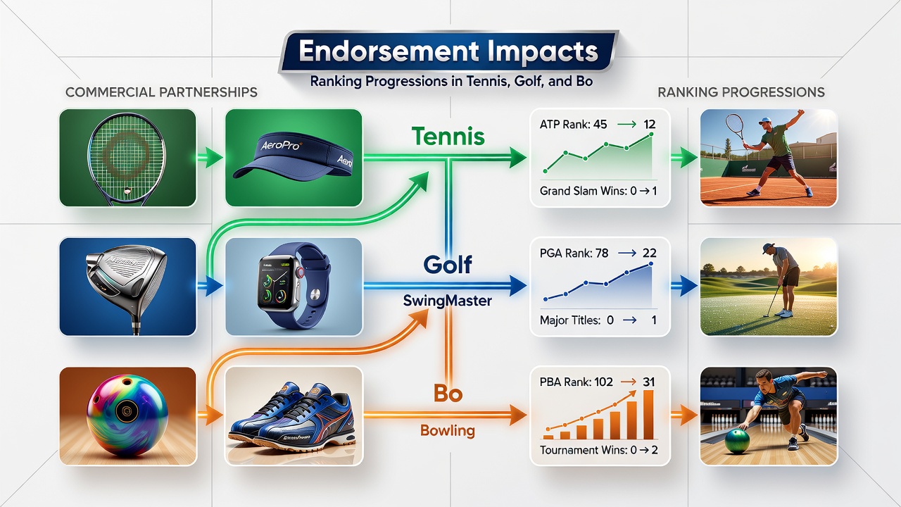 Golf and boxing athletes signing commercial deals with ranking graphs in background