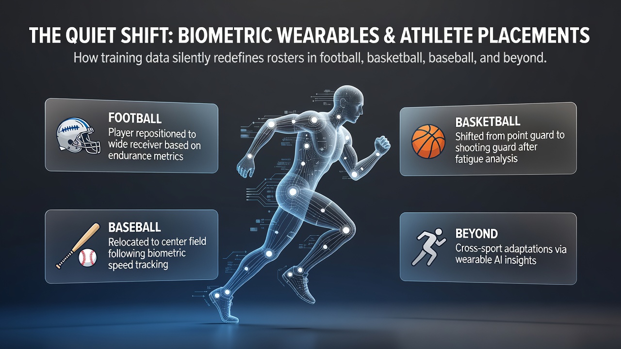 Athletes wearing biometric sensors during a professional training session in a modern facility