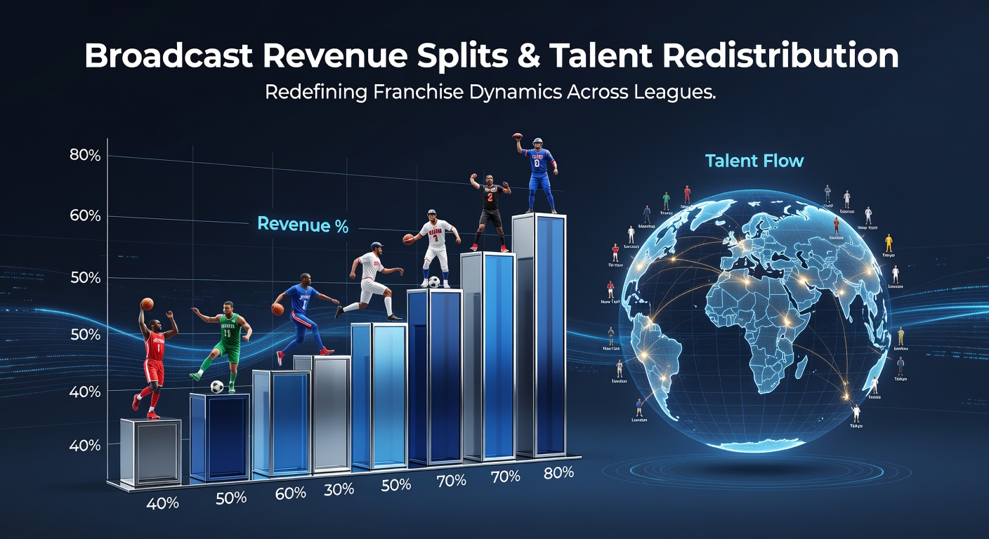 Broadcast revenue distribution charts showing talent shifts across major sports leagues