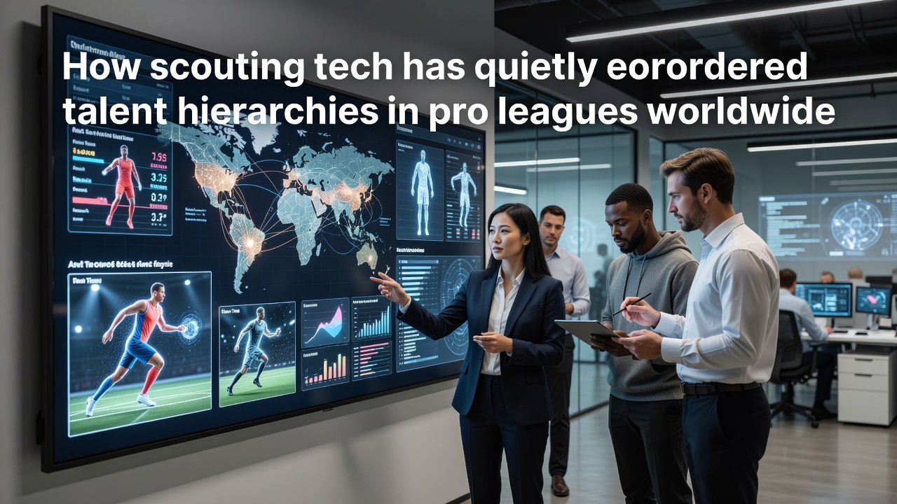 Advanced scouting technology dashboard displaying player performance metrics and video analysis tools used in professional sports leagues