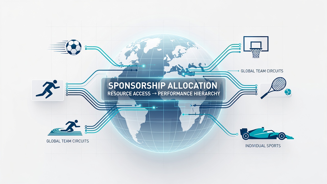 Detailed chart showing sponsorship fund flows across major sports leagues and individual athlete circuits worldwide