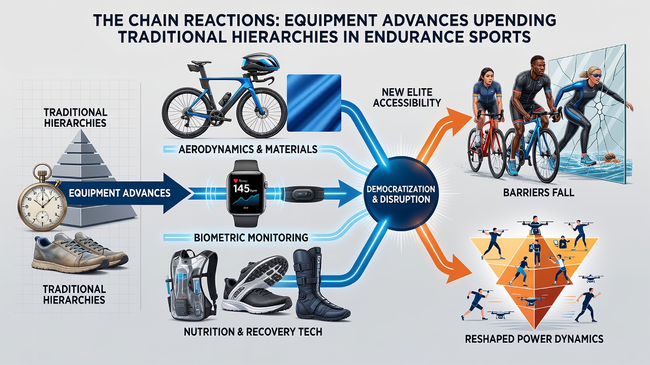 Side-by-side comparison of athletes using advanced gear in cycling and weightlifting events