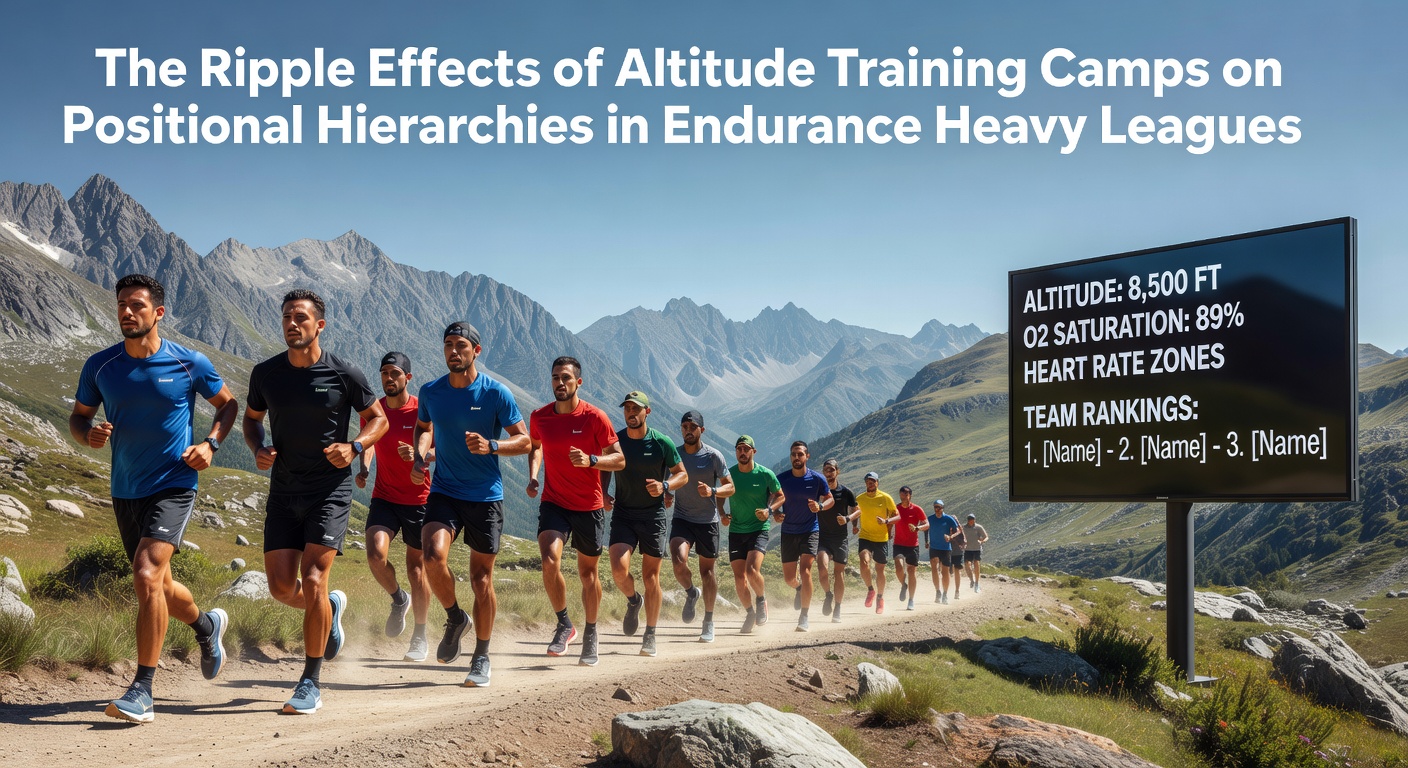 Athletes participating in an altitude training camp amid mountainous terrain with endurance-focused drills underway