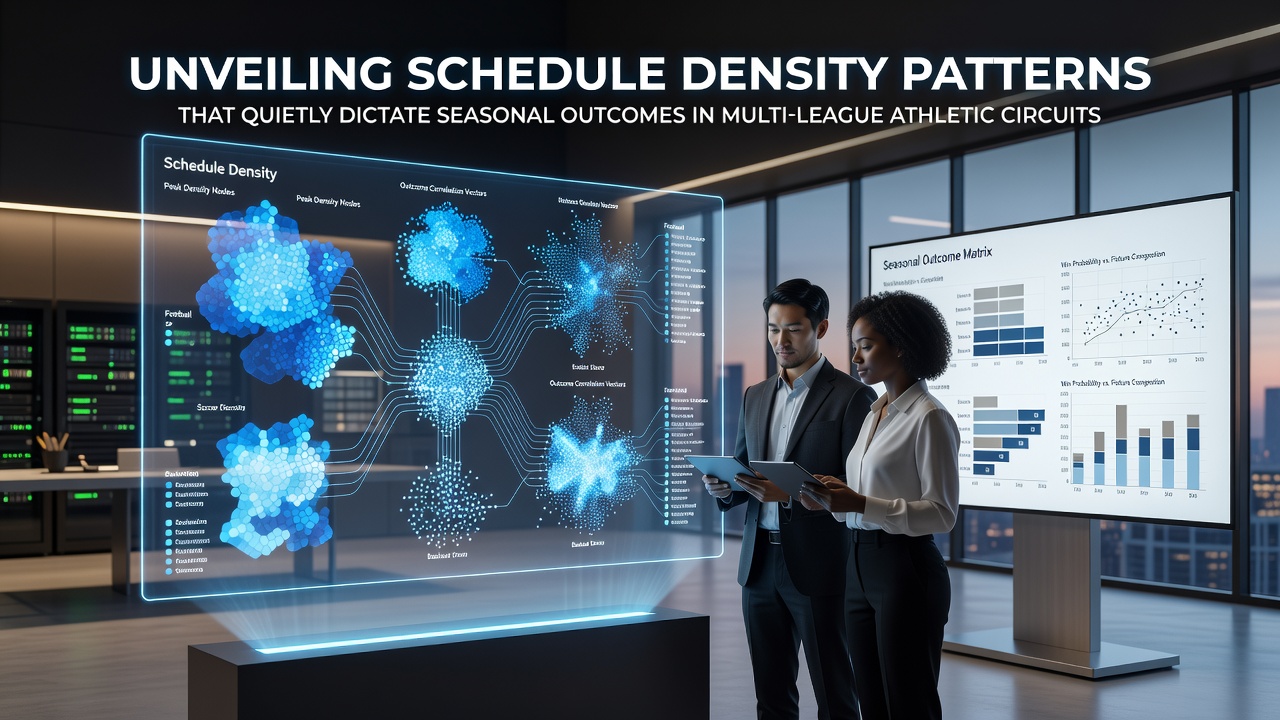 Visual representation of schedule density patterns across multiple athletic leagues showing game clustering and rest gaps