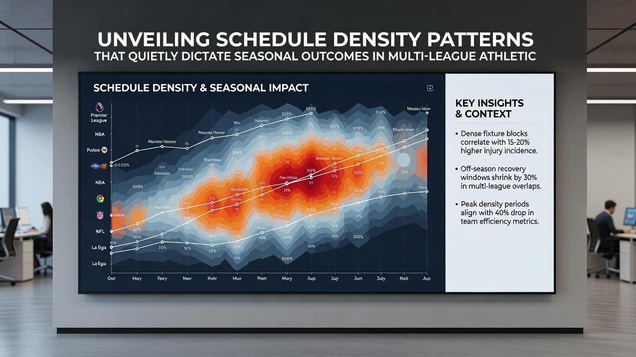Data charts illustrating seasonal outcome variations tied to schedule clustering in interconnected sports leagues